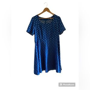 Blue and white polka dotted short sleeved Woman’s Dress size: 2XL -Brand new!